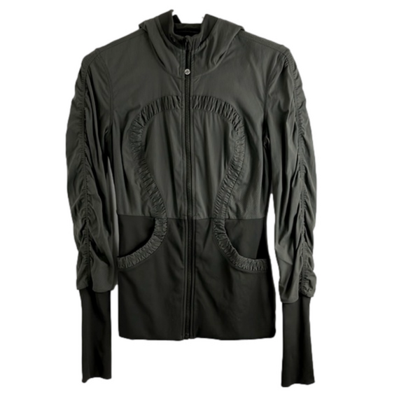 Lululemon Dance Studio Grey Pinstripe Reversible Running Jacket - Picture 1 of 11